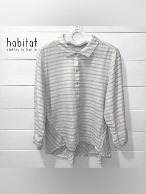 HABITAT clothes to live in - 100% Linen Striped Shirt - Size L ☀️